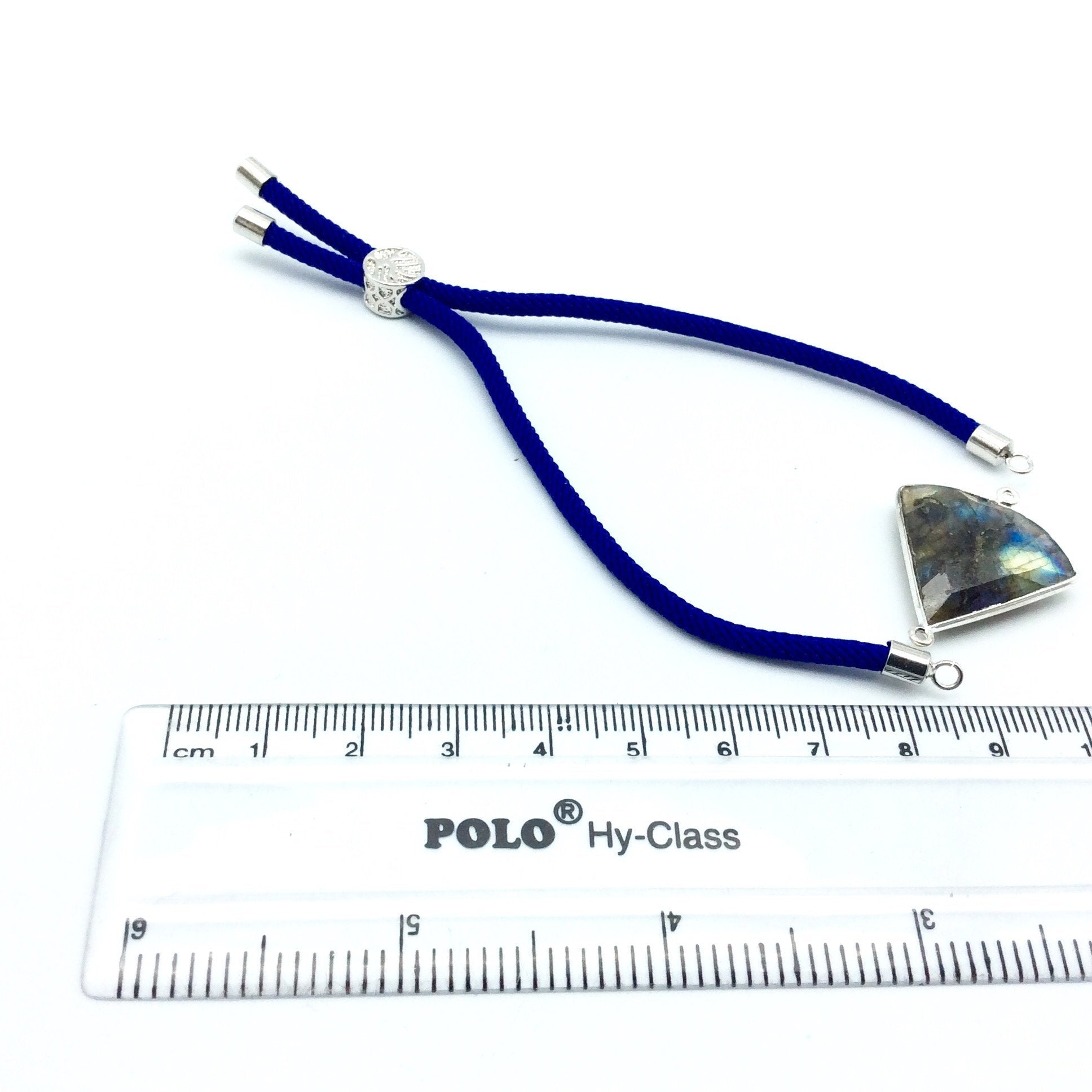 Cobalt Blue Half Finished Cord Bracelet with Gunmetal Plated Tree of Life Sliding Stopper Bead - 115mm Single Cord Length, 8mm Stopper Bead