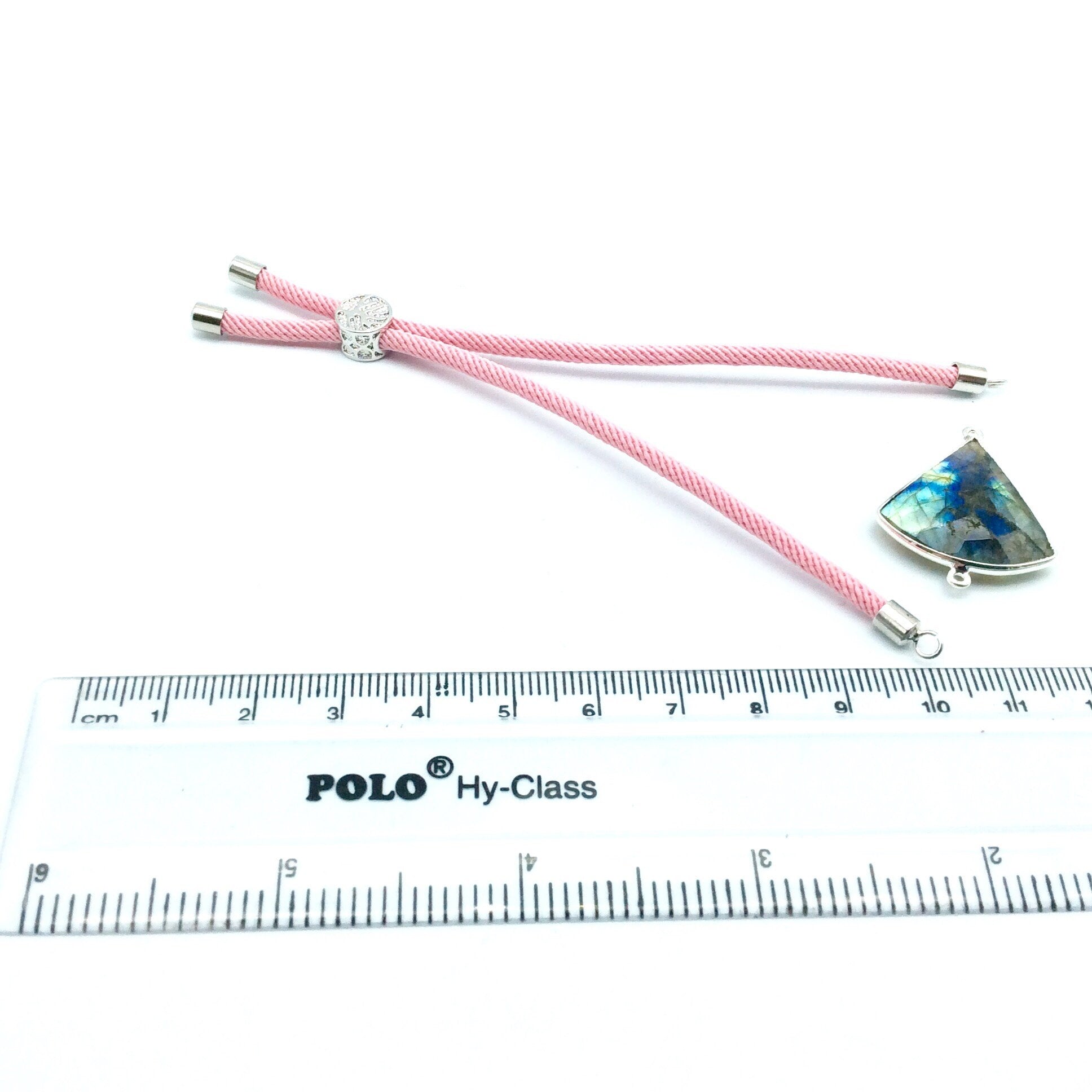 Pink Half Finished Cord Bracelet with Silver Plated Tree of Life Sliding Stopper Bead - 115mm Single Cord Length, 8mm Stopper Bead