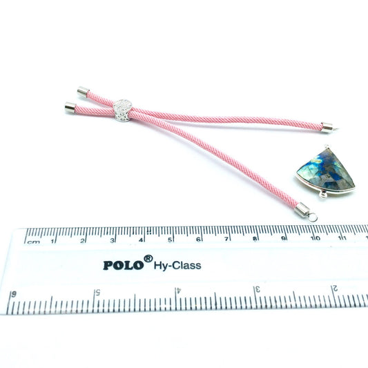 Pink Half Finished Cord Bracelet with Silver Plated Tree of Life Sliding Stopper Bead - 115mm Single Cord Length, 8mm Stopper Bead
