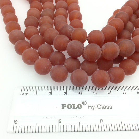 12mm Natural Matte Dyed Opaque Brick Red Agate Round/Ball Shaped Beads with 1mm Holes - 15" Strand (Approx. 32 Beads) - Quality Gemstone