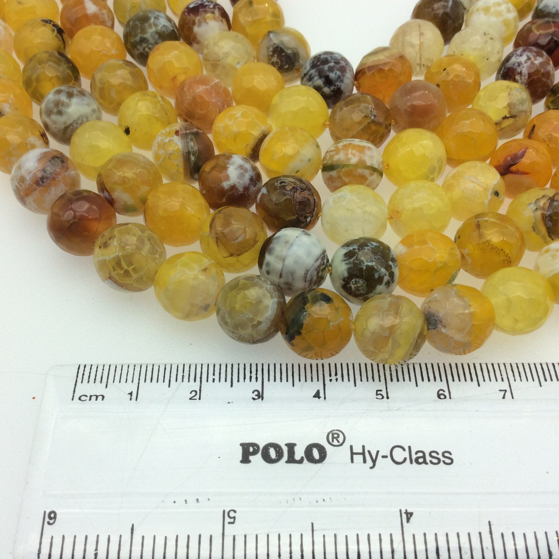 12mm Faceted Mixed Yellow/Green Agate Round/Ball Shaped Beads - 14.75" Strand (Approximately 32 Beads) - Natural Semi-Precious Gemstone