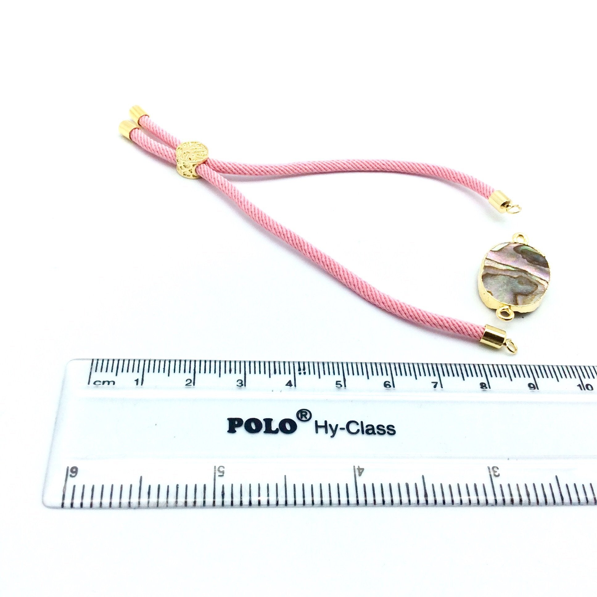 Pink Half Finished Cord Bracelet with Gold Plated Tree of Life Sliding Stopper Bead - 115mm Single Cord Length, 8mm Stopper Bead