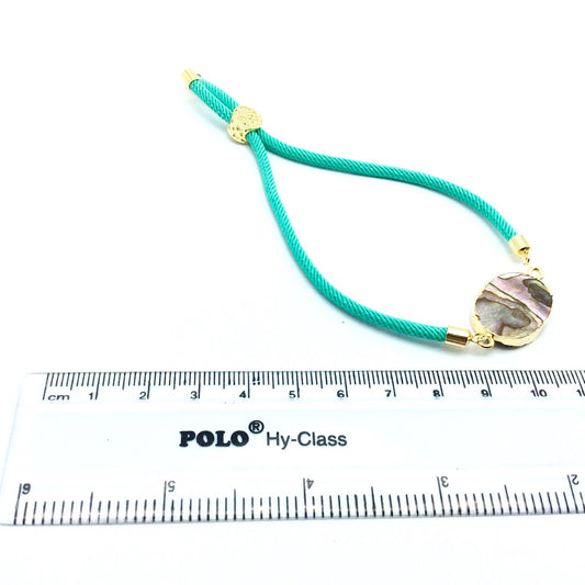 Seafoam Green Half Finished Cord Bracelet with Gold Plated Tree of Life Sliding Stopper Bead -115mm Single Cord Length, 8mm Stopper Bead