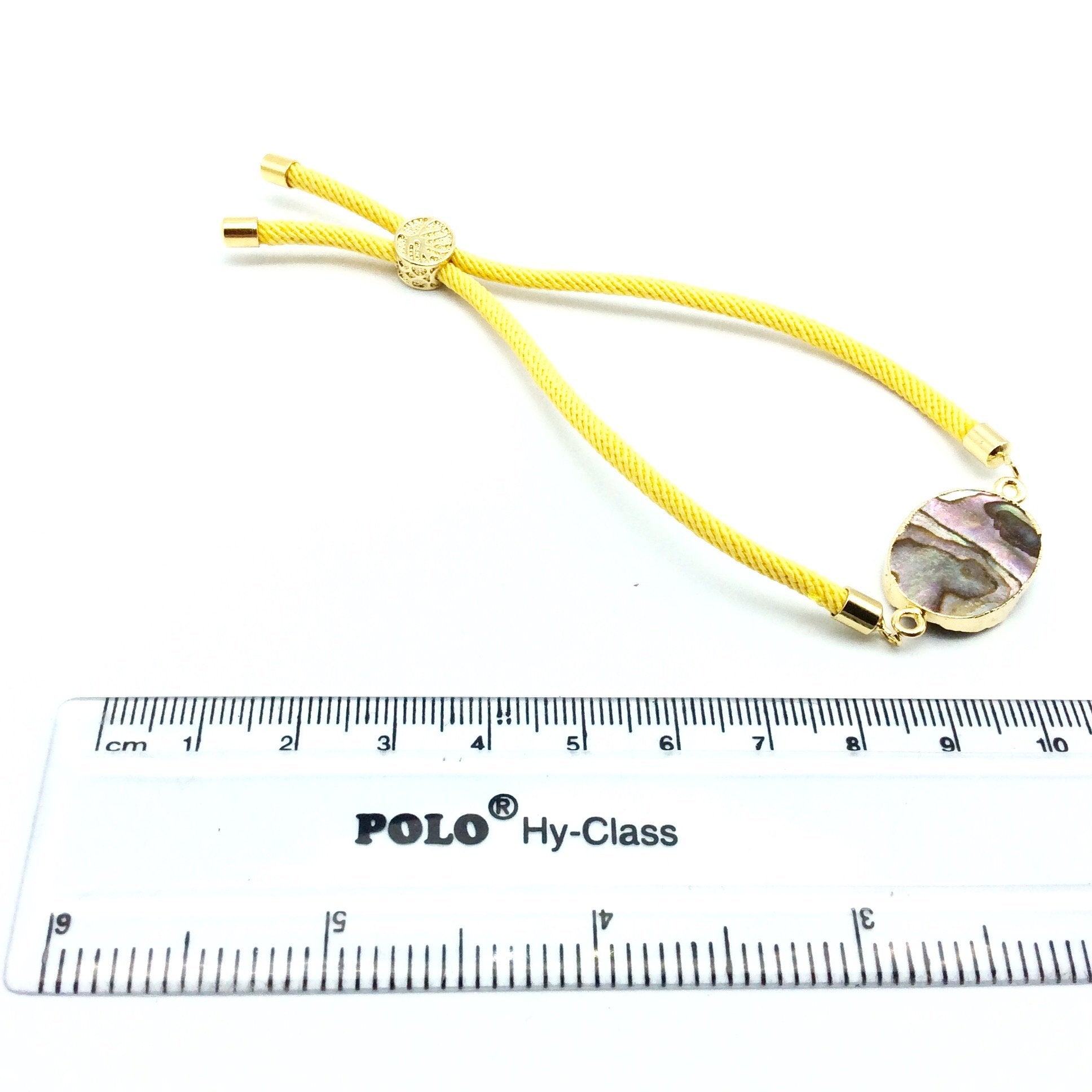 Yellow Half Finished Cord Bracelet with Gold Plated Tree of Life Sliding Stopper Bead - 115mm Single Cord Length, 8mm Stopper Bead