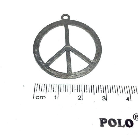 Gunmetal Plated Hippie Peace Sign Cutout Circle Shaped Brushed Finish Copper Components - Measuring 32mm x 32mm - Pack of 10 (441-GM)
