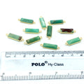 Chrysoprase Bezel | Gold Vermeil Faceted Cut Stone Rectangle Shaped Bezel Connector - Measuring 5mm x 15mm - Sold Per Piece