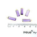 Gold Vermeil Faceted Cut Stone Rectangle Shaped Purple Hydro (Lab Created) Quartz Bezel Pendant- Measuring 5mm x 15mm - Sold Per Piece