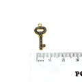 Small  Gold Finish Key Shaped CZ Cubic Zirconia Inlaid Plated Copper Pendant Component - Measuring 10mm x 20mm  - Sold Individually