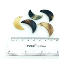 1.25" Semi-Transparent Black/Brown/Tan Crescent Moon Shaped Lightweight Natural Horn Connector Component with 2mm Hole-Measuring 18mm x 32mm