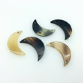 1.25" Semi-Transparent Black/Brown/Tan Crescent Moon Shaped Lightweight Natural Horn Connector Component with 2mm Hole-Measuring 18mm x 32mm