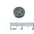 Silver Plated CZ Cubic Zirconia Round Button Shaped Copper Bead - Measures 10mm.  - Sold Individually, RANDOM