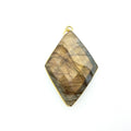 OOAK Gold Plated Faceted Flat Back Labradorite Diamond  Bezel Pendant &quot;LD2&quot;- Measures 30mm x 45mm Approx. - Natural Gemstone