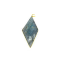 OOAK Gold Plated Faceted Flat Back Labradorite Diamond  Bezel Pendant &quot;LD21&quot;- Measures 25mm x 57mm Approx. - Natural Gemstone