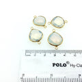 Gold Plated Faceted Opalite (Lab Created)  Heart/Teardrop Shaped Bezel Connector - Measuring 16mm x 16mm - Sold Individually