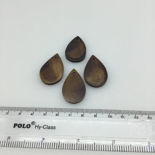 20mm x 30mm Brown Teardrop Shaped Lightweight Natural Ox Bone Pendant Component (Single-Drilled)