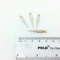White Quartz Bezel | Small Gold Plated Sterling Silver Finish Faceted Spike Opaque Component - 7mm x 22-25mm - Sold Per Each