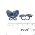 Silver Plated CZ Cubic Zirconia Inlaid Blue Butterfly Bolo Slide Copper - Measures 23mm x 28mm, Approx. - Sold Individually, RANDOM