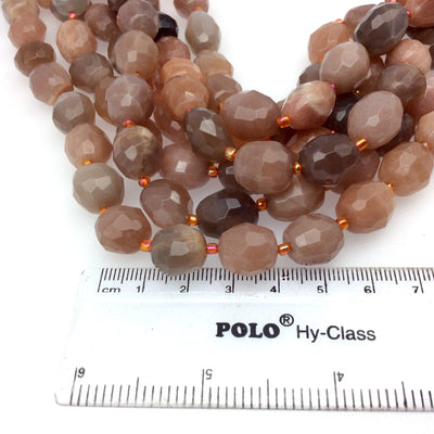 10-12mm x 13-15mm Faceted Mix Peach Moonstone Oval Nugget Shaped Beads with 1mm Holes - 15.5" Strand (~ 24 Beads) - High Quality Gemstone