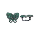 Silver Plated CZ Cubic Zirconia Inlaid Green Butterfly Bolo Slide Copper - Measures 23mm x 28mm, Approx. - Sold Individually, RANDOM