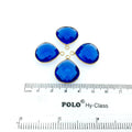 Gold Plated Faceted Hydro (Lab Created) Transparent Cobalt Heart/Teardrop Shaped Bezel Pendant - Measuring 19mm x 19mm - Sold Individually