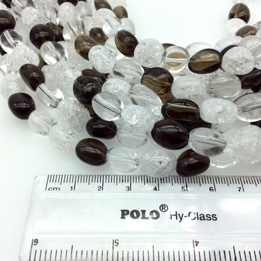 10mm x 14mm Smooth Mixed Quartz Freeform Oval Nugget Shaped Beads with 1mm Holes - 15.5" Strand (Approx. 32 Beads) -Semi-Precious Gemstone