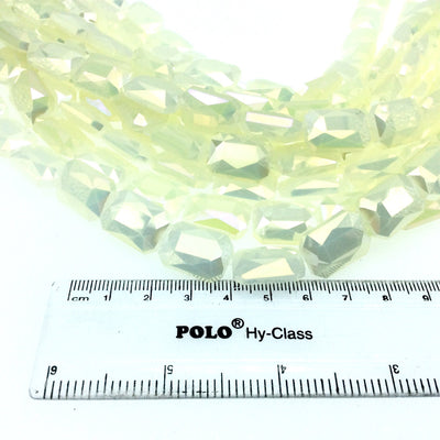 10mm x 14mm Glossy Finish Faceted Opaque Light Lemonade Yellow Chinese Rectangle Beads - Sold by 12.5" Strands (~ 22 Beads) (CC10140-9)