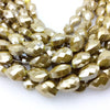 10mm x 14mm Glossy Finish Faceted Golden Olive Green Chinese Teardrop Beads - Sold by 14" Strands (Approx. 22 Beads) -(CC10140-34)