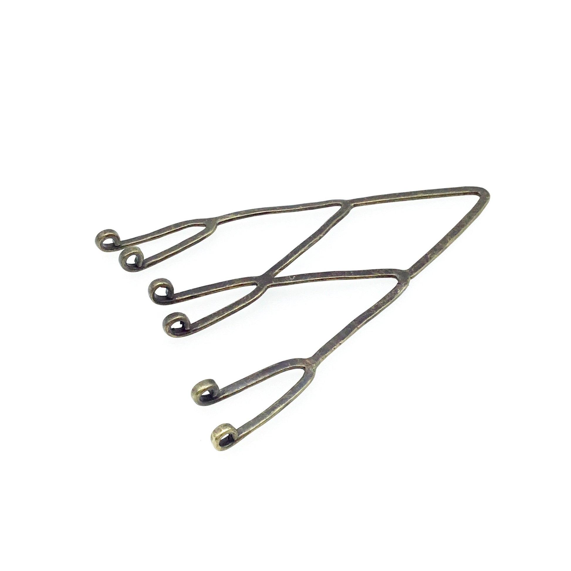 62mm x 70mm Rustic Branch Chandelier Shaped Brass Component with Six Loops - Sold Individually