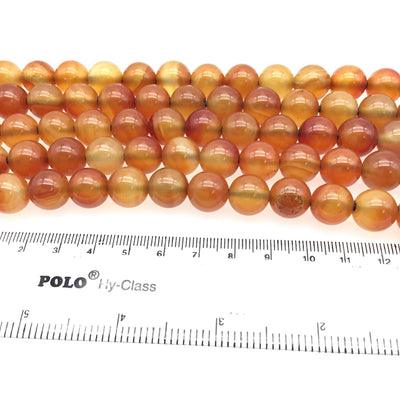 10mm Natural Assorted Carnelian Matte Finish Round/Ball Shaped Beads with 2.5mm Holes - 7.75" Strand (Approx. 20 Beads) - LARGE HOLE BEADS