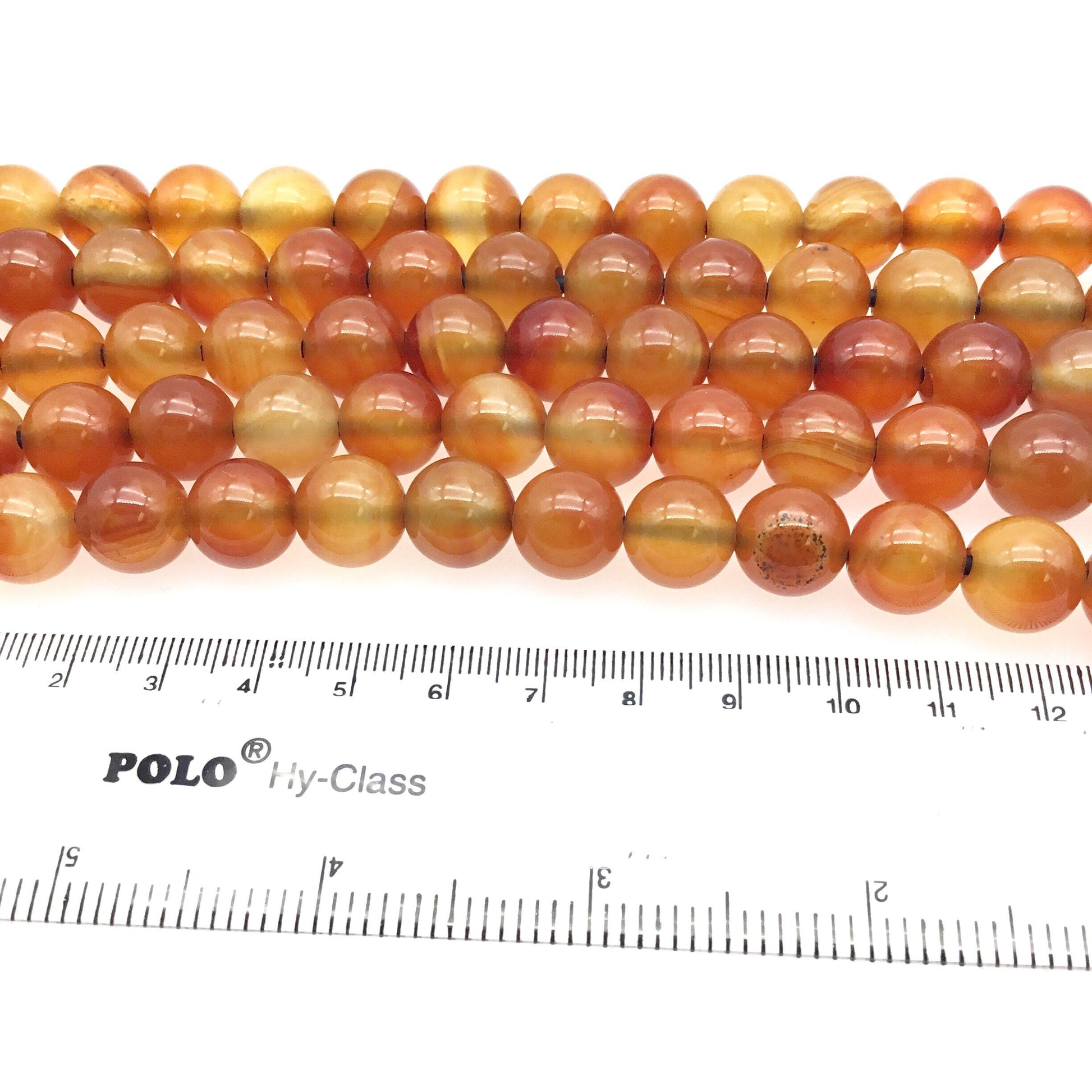 10mm Natural Assorted Carnelian Smooth Finish Round/Ball Shaped Beads with 2.5mm Holes - 7.75" Strand (Approx. 20 Beads) - LARGE HOLE BEADS