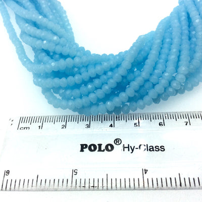 Chinese Crystal 3mm x 4mm Faceted Opaque Baby Blue Glass Crystal Rondelle Beads - 16" Strand (Approximately 134 Beads) - Sold by the Strand