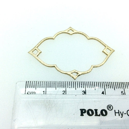 33mm x 50mm Gold Brushed Finish Thin Keyhole Shaped Plated Copper Components With Points - Sold in Bulk Packs of 10 Pieces - (609-GD)