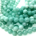 10mm Faceted Light Aqua/White Agate Round/Ball Shaped Beads - 15" Strand (Approximately 38 Beads) - Natural Semi-Precious Gemstone