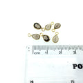 Smoky Quartz Bezels | BULK LOT - Pack of Six (6) Gold Vermeil Pointed Cut Stone Faceted Teardrop Shaped Clear Pendant Measures 4mm x 6mm