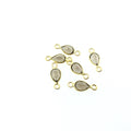 BULK LOT - Pack of Six (6) Gold Vermeil Pointed/Cut Stone Faceted Teardrop Shaped Clear Smoky Quartz  Bezel Connectors  Measures 4mm x 6mm