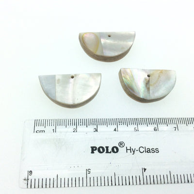 1 1/4" Iridescent White/Ivory Natural Abalone Shell Semi-Circle/Half Moon Shaped Pendant - Measuring 17mm x 30mm.