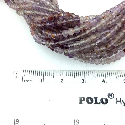 3mm Faceted Natural Moss Amethyst Round Beads