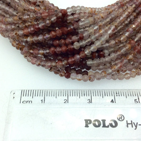 3mm Red Rutilated Quartz Faceted Round Beads