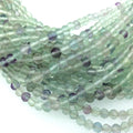 Holiday Special! 3.5mm x 3.5mm Faceted Natural Pale Rainbow Fluorite Round Beads - 13" Strand (~ 98 Beads)