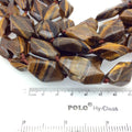 Faceted Rustic Golden Brown Tiger Eye Freeform Diamonds Shaped Beads ~16mm x 28mm - 15.75" Strand (~12Beads) - Natural Gemstone Bead Strand