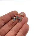 BULK LOT - Pack of Six (6) Gold Sterling Silver Pointed/Cut Stone Faceted Teardrop Shaped Labradorite Bezel Pendants-Measuring 5mm x 7mm