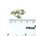 BULK LOT-Pack of Six (6) Gold Sterling Silver Pointed/Cut Stone Faceted Teardrop Shaped Labradorite Bezel Connectors Measuring 5mm x 7mm