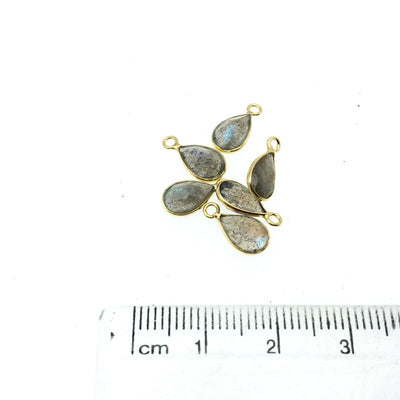 Labradorite Bezel | BULK LOT - Pack of Six (6) Gold Sterling Silver Pointed Cut Stone Faceted Teardrop Shaped Pendants-Measuring 5mm x 8mm