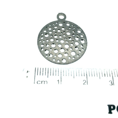 Small Sized Gunmetal Plated Copper Dot-Filled Cutout Circle Shaped Components - Measuring 21mm x 21mm - Sold in Packs of 10 (338-GD)