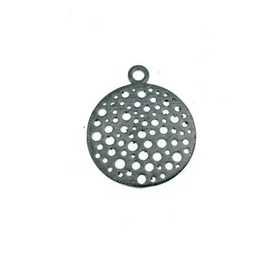 Small Sized Gunmetal Plated Copper Dot-Filled Cutout Circle Shaped Components - Measuring 21mm x 21mm - Sold in Packs of 10 (338-GD)