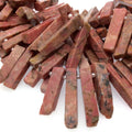 Rhodocrosite Stick/Slab  Beads - 16.5" Strand (Approximately 46 Beads) - Measuring 8-10mm x 15-35mm - Natural Semi-Precious Gemstone