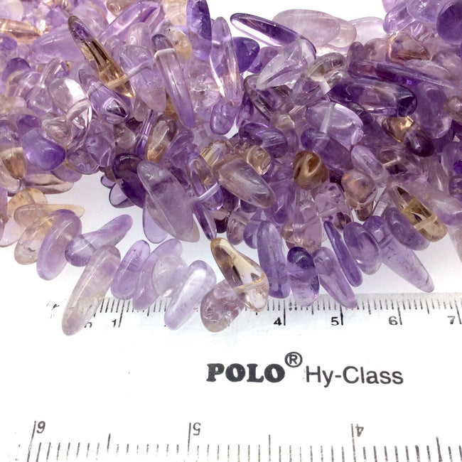 Ametrine Stick Beads - 14.5" Strand (Approximately 95 Beads) - Measuring 3-8mm x 10-23mm - Natural Semi-Precious Gemstone