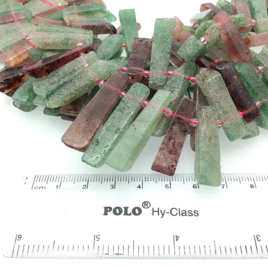 Blue/Brown Calcite Graduated Stick Beads - 17" Strand (Approximately 51 Beads) - Measuring 5-8mm x 15-40mm - Natural Semi-Precious Gemstone