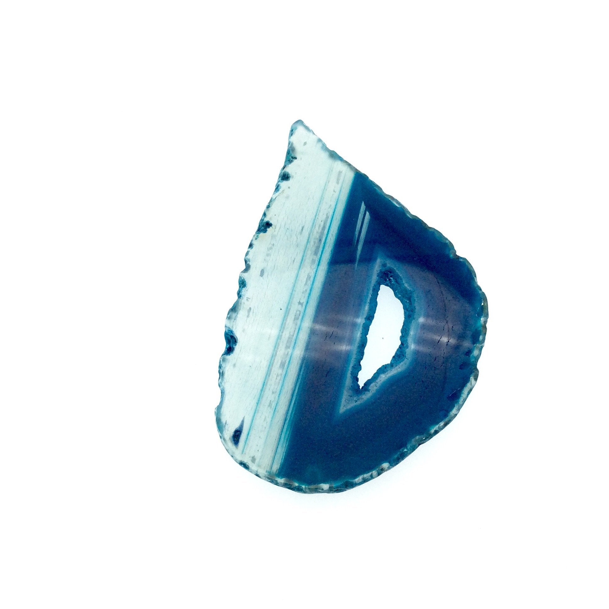 OOAK Large Freeform Shaped UNDRILLED Open Aqua Blue/Green Agate Druzy "CHTA16" Slice Focal Pendant - 50mm x 90mm, Sold As Shown
