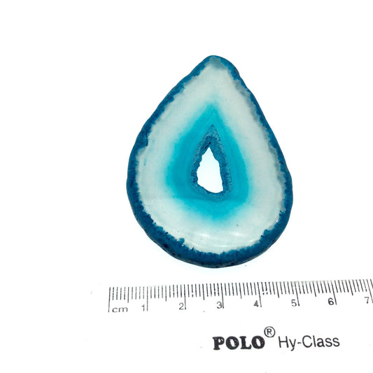 OOAK Large Freeform Shaped UNDRILLED Open Aqua Blue/Green Agate Druzy "CHTA18" Slice Focal Pendant - 50mm x 75mm, Sold As Shown
